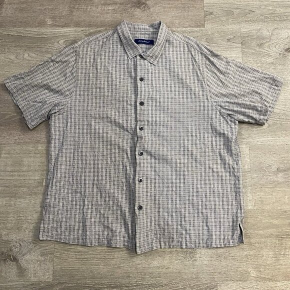 Tommy Bahama 100% Silk Men's 2XB Grey Button Down Shirt Beach - Picture 1 of 5